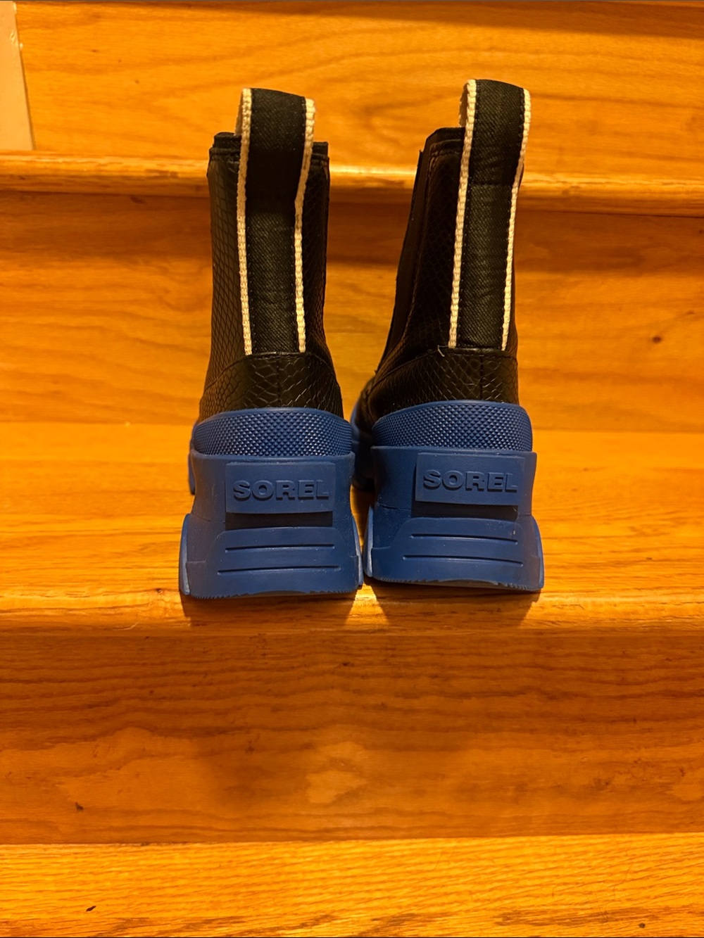 Sorel Black and Blue Waterproof Chelsea Rain Boots